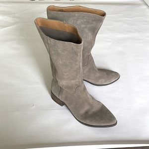 Lucky Brand Taupe Suede Heeled Boots